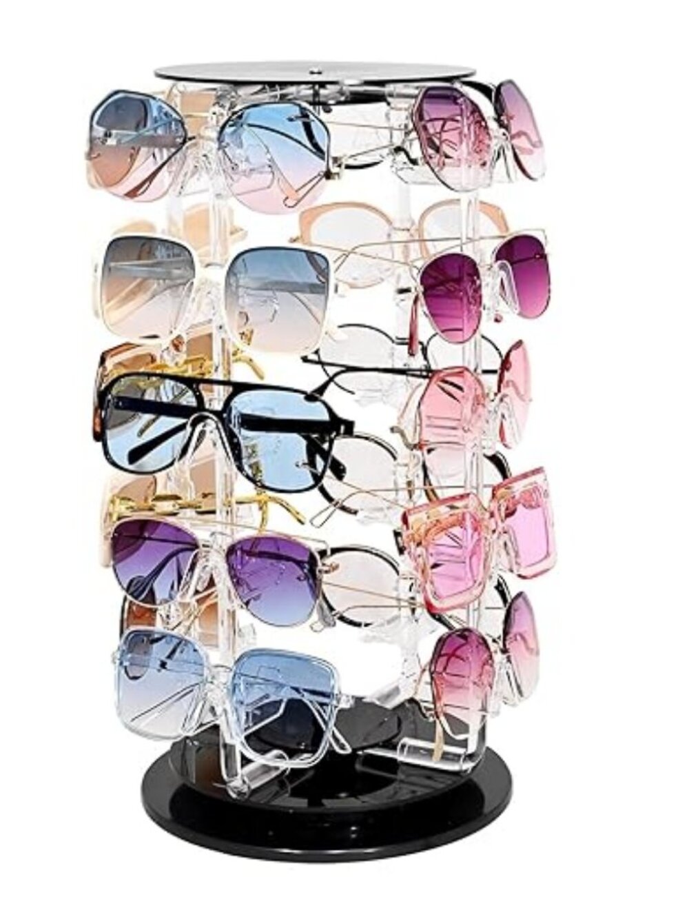 Premium Acrylic Rotating Sunglasses Holder – 20 Pair Eyewear Organizer Display